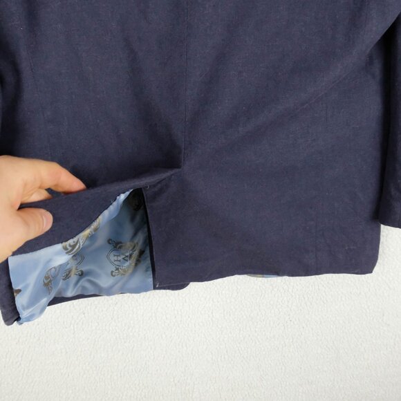 William Hunt Blazer Mens 44R Blue Linen Two Button Vented Casual Lightweight - Picture 6 of 13